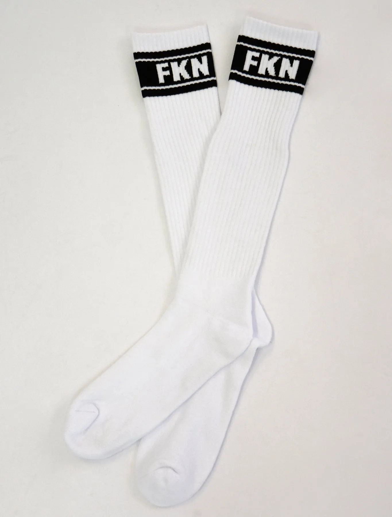 Long Knee High Gym Socks | Two Pair | Black/White