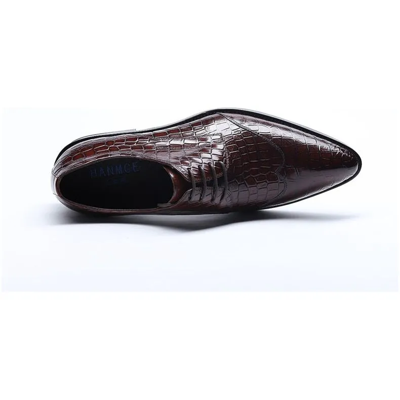 LuxePoint Exquisite CrocLeather Brogue Shoes