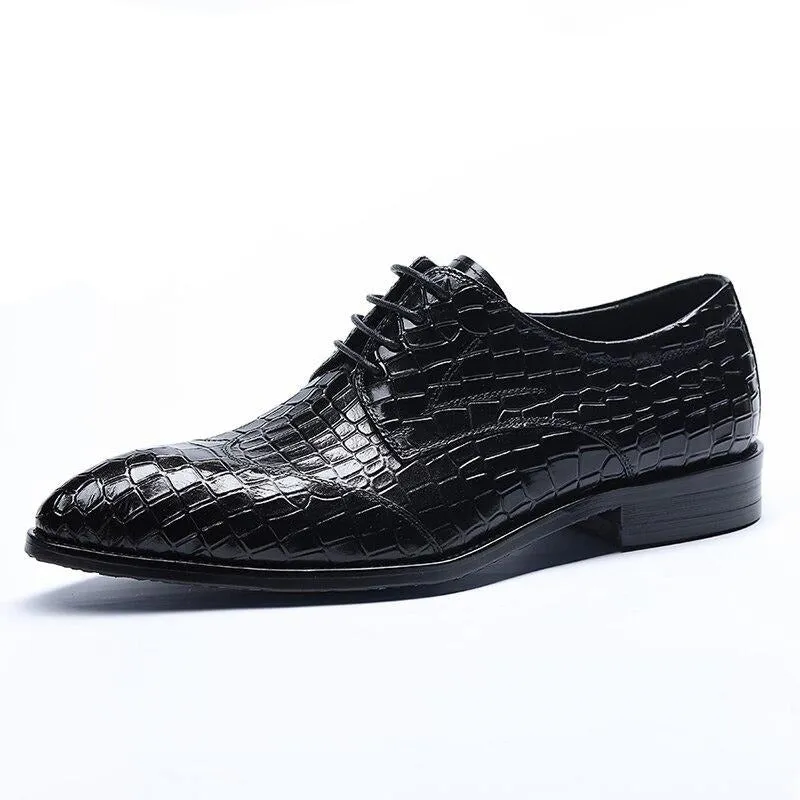 LuxePoint Exquisite CrocLeather Brogue Shoes