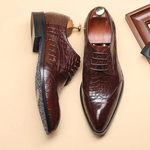 LuxePoint Exquisite CrocLeather Brogue Shoes