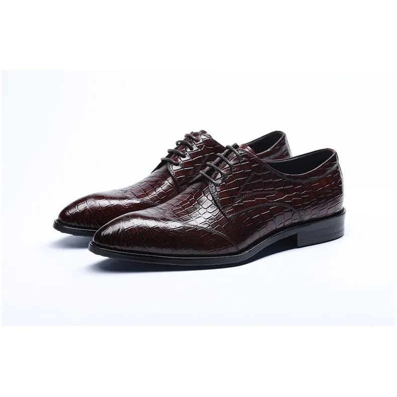 LuxePoint Exquisite CrocLeather Brogue Shoes