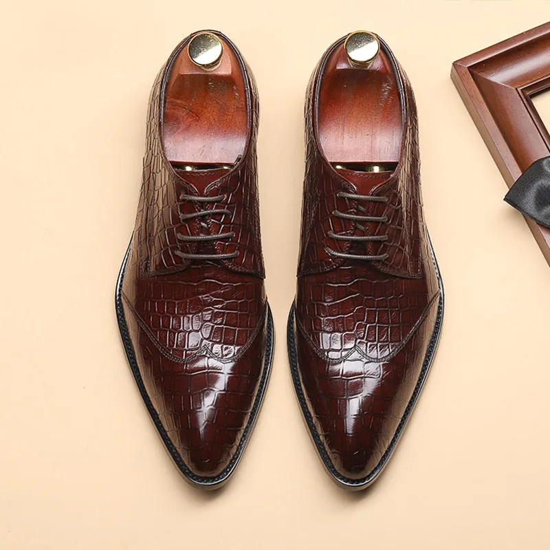 LuxePoint Exquisite CrocLeather Brogue Shoes