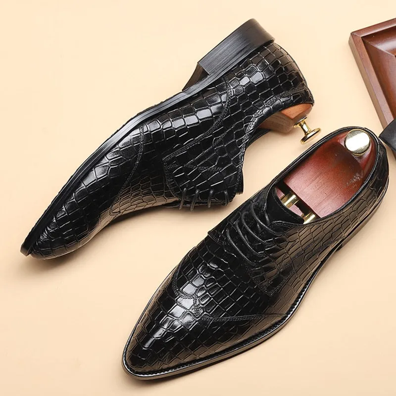 LuxePoint Exquisite CrocLeather Brogue Shoes