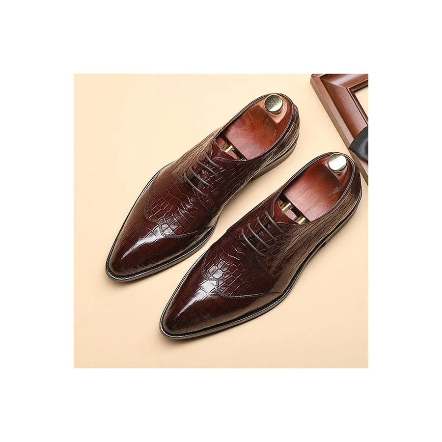 LuxePoint Exquisite CrocLeather Brogue Shoes