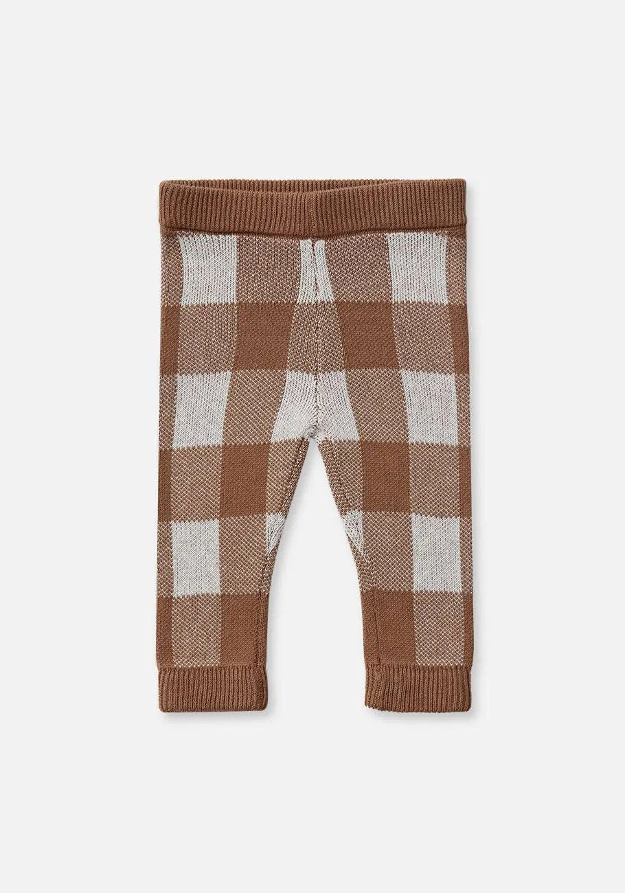 Miann & Co Kids - Knitted Legging - Café Au Lait Gingham