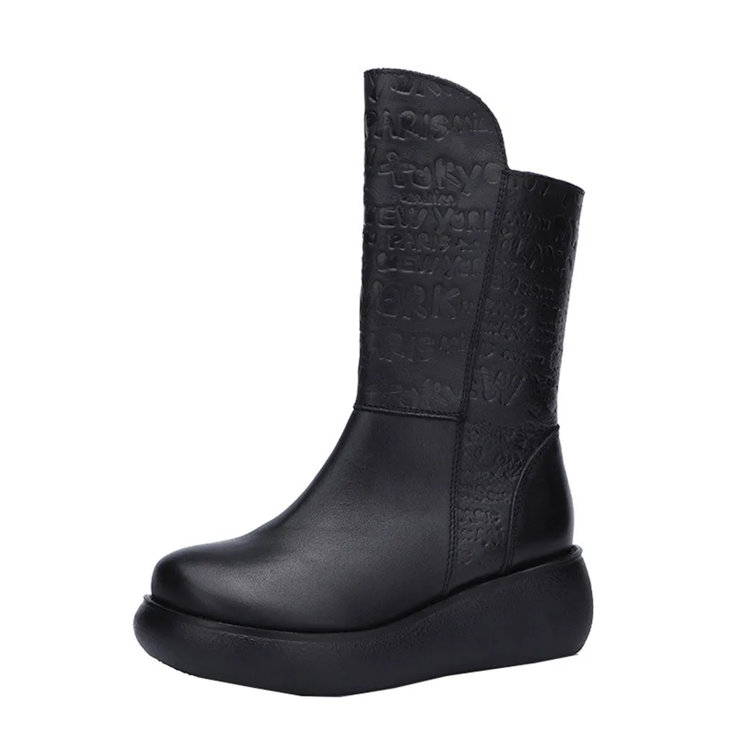 Mid Length Comfortable Velvet Retro Boots | Gift Shoes