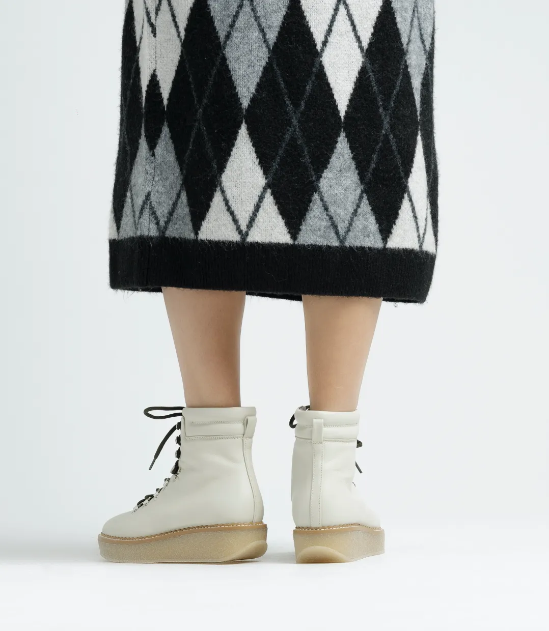 Misaki Off White Leather Ankle Boots