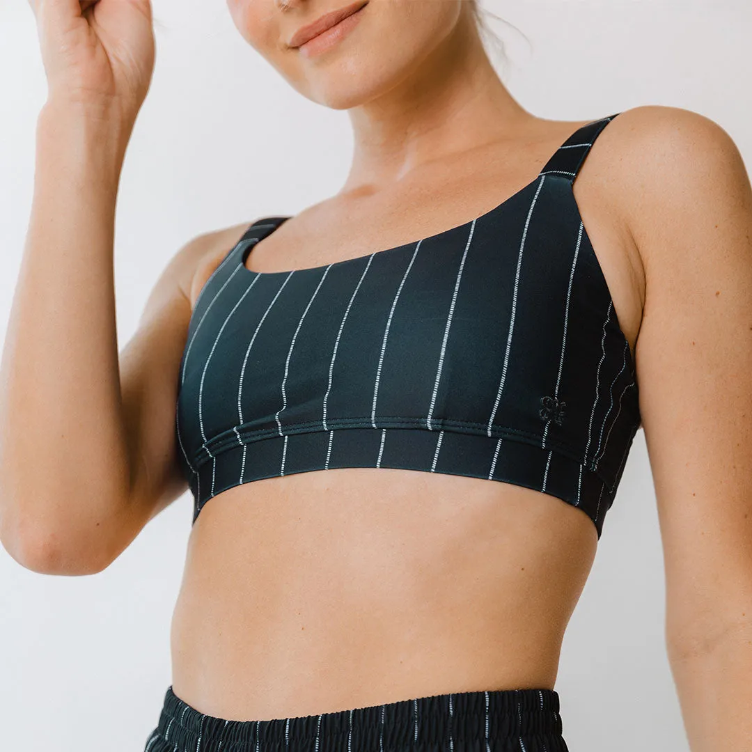 Momentum Bra, Navy Pinstripe