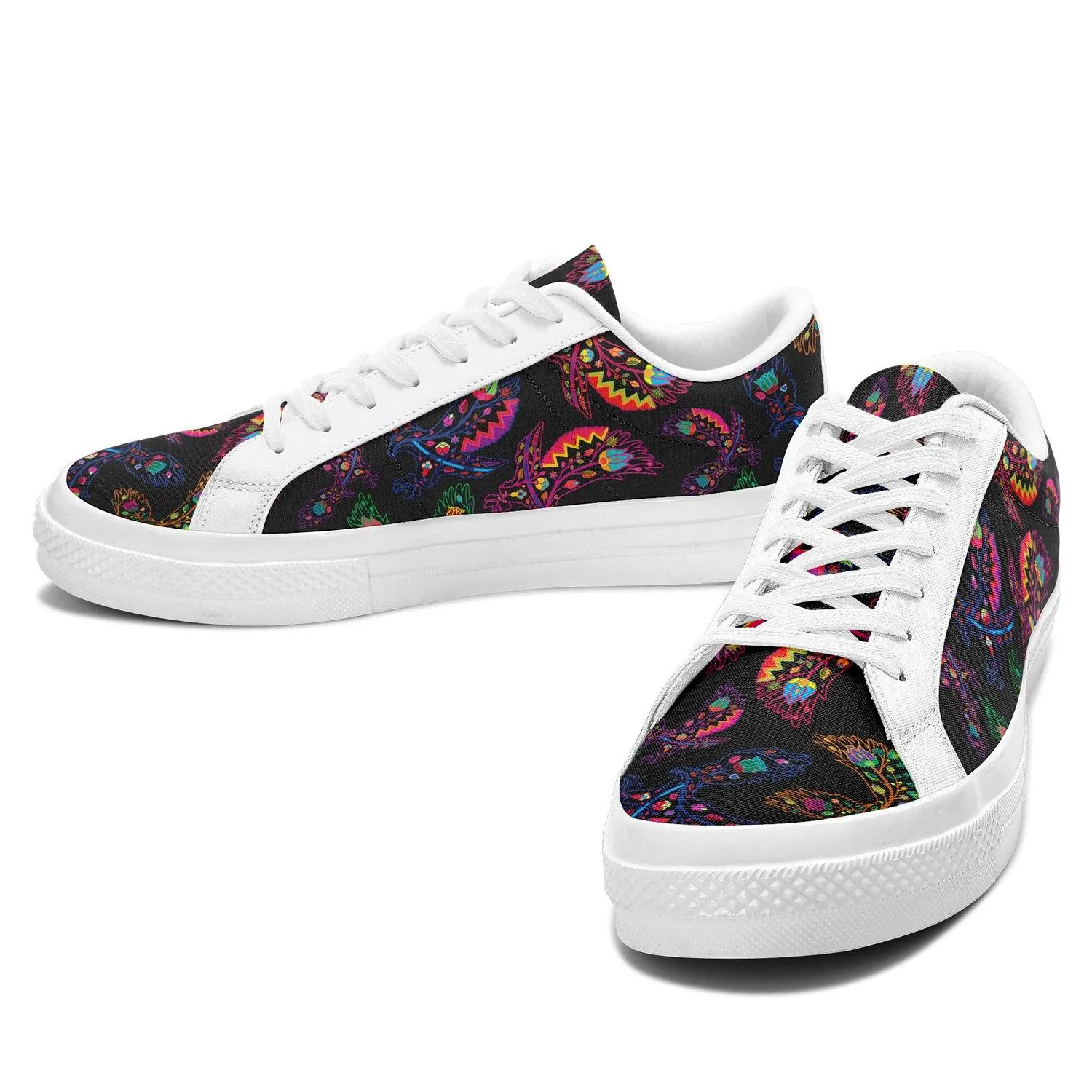 Neon Floral Eagles Aapisi Low Top Canvas Shoes White Sole