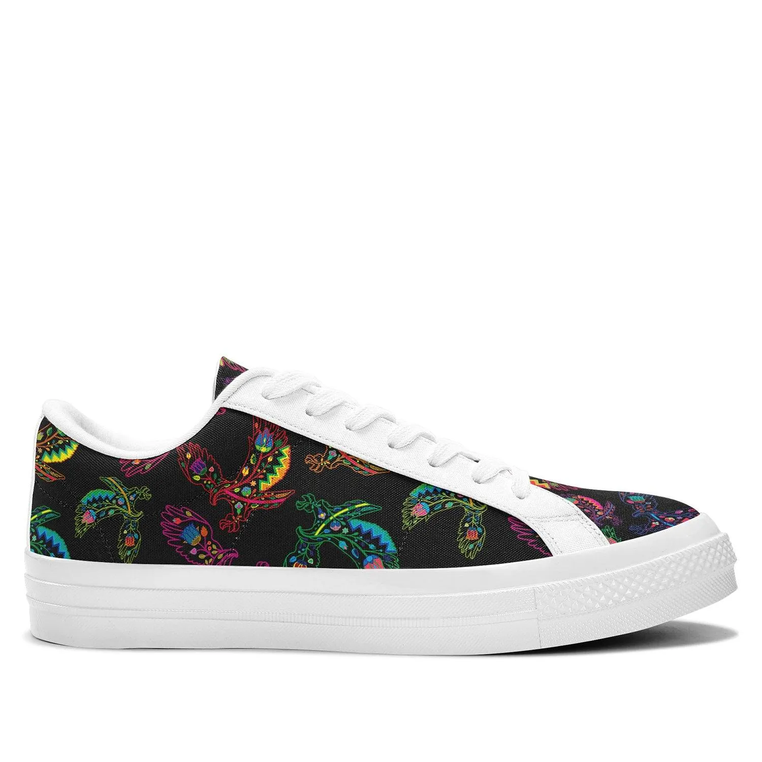 Neon Floral Eagles Aapisi Low Top Canvas Shoes White Sole