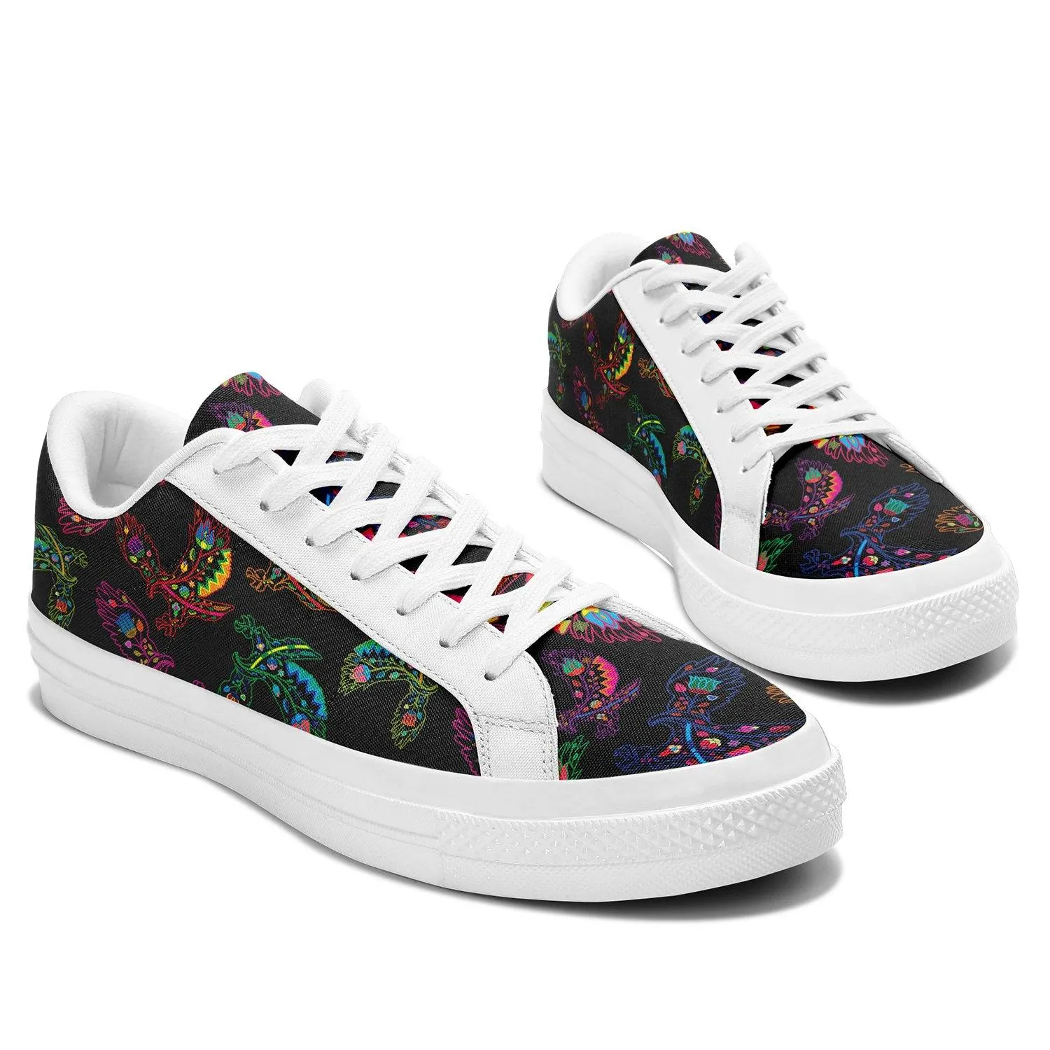 Neon Floral Eagles Aapisi Low Top Canvas Shoes White Sole