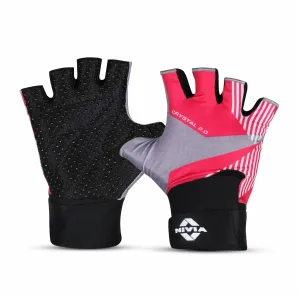 Nivia Crystal 2.0 with Strap Fitness Gloves for Men & Women, Gloves Gym Workout, Gym Accessories Men, Gym Gloves Men Workout, Sport Glove, Fitness Gloves, Hand Gloves Gym Men (Large) - Pink