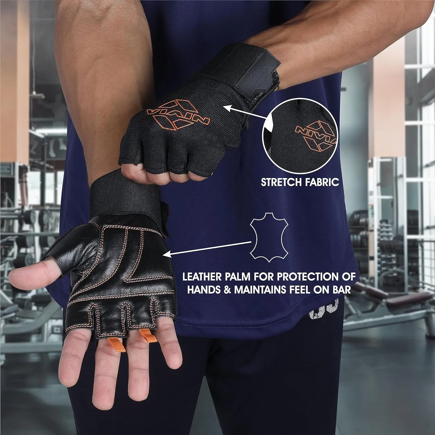 Nivia Leather Weightlifting Gym Gloves for Men, Training Gloves, Workout Gloves, Hand Glove Gym Workout, Leather Gloves Men, Gloves Men Workout, Finger Cut Gloves, Weight Training Gloves