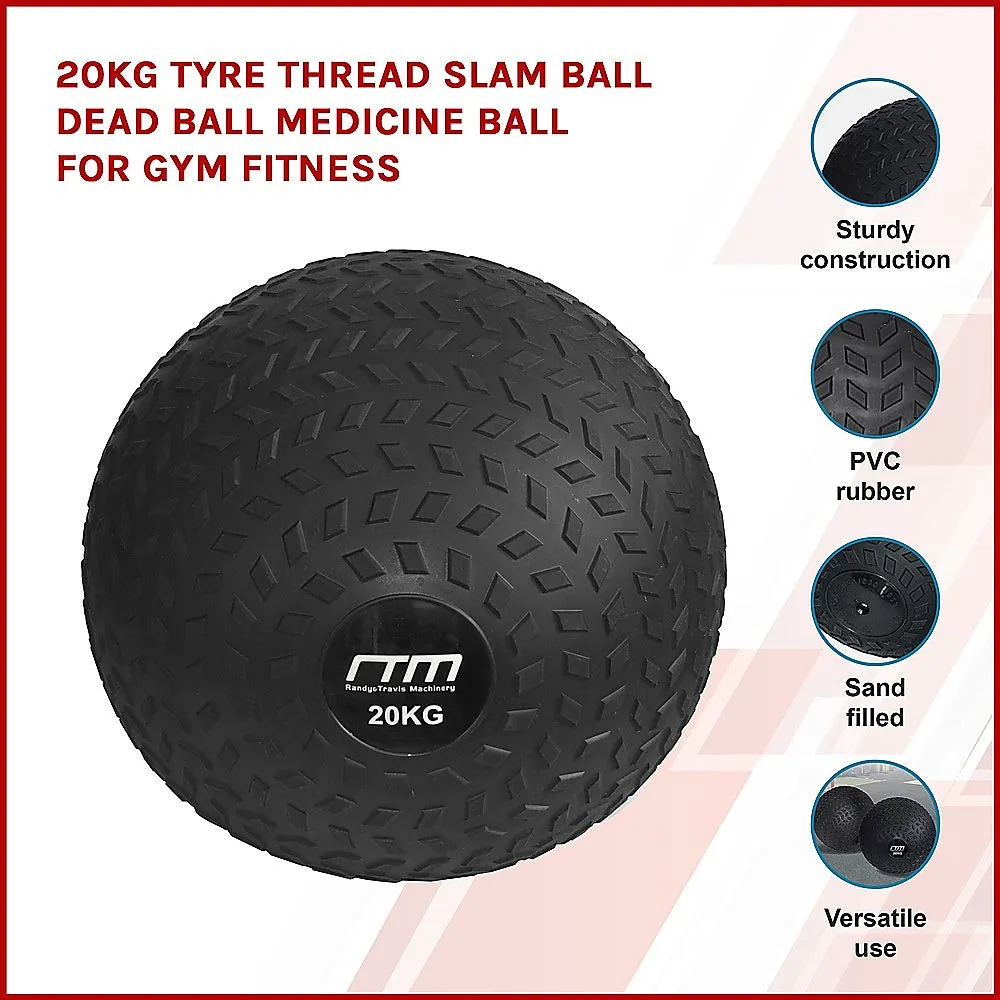 Non-Bounce 20kg Tyre Slam Ball, Textured Grip, Black