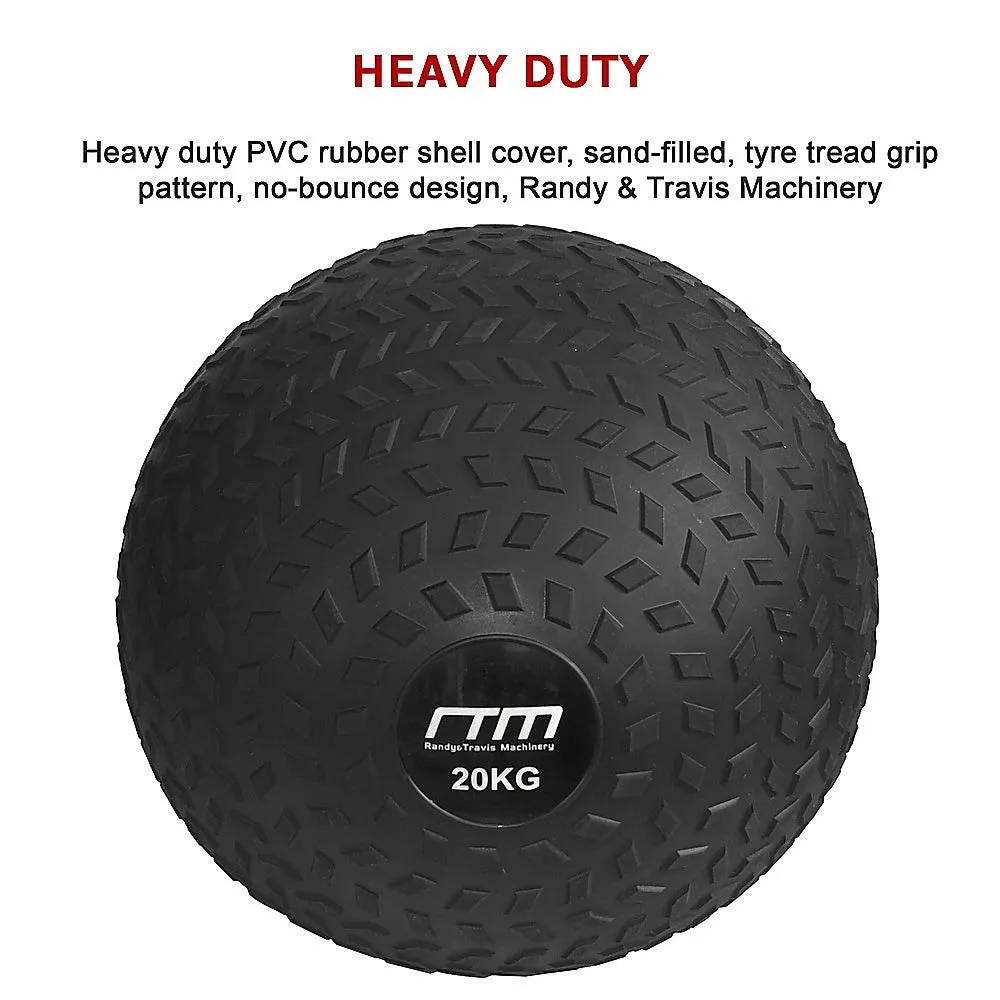 Non-Bounce 20kg Tyre Slam Ball, Textured Grip, Black