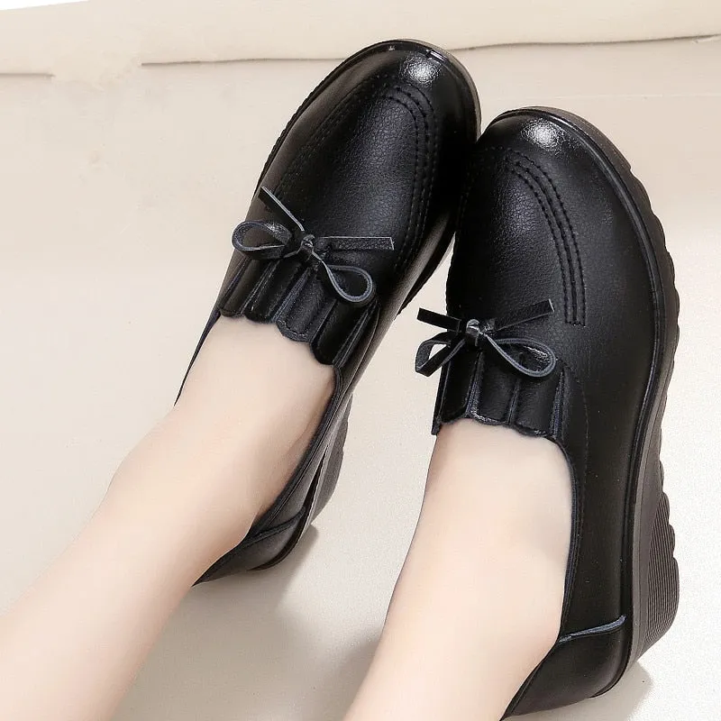 Non Slip Women High Heels Leather Work Shoes