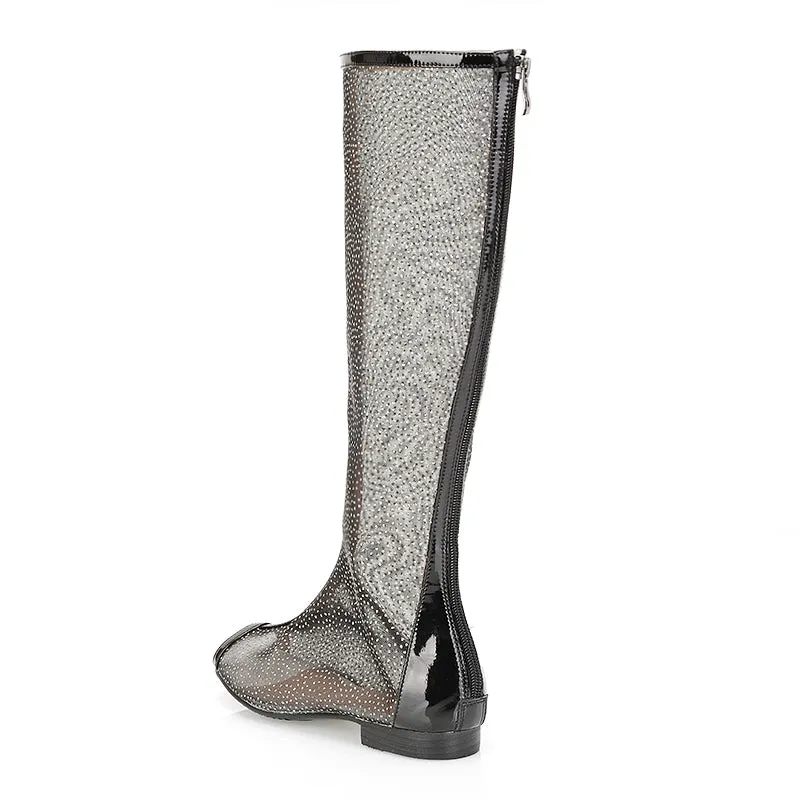 Peep Toe Air Mesh knee-high Boots