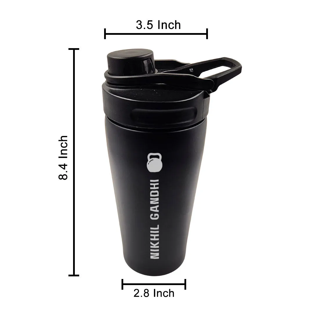 Personalised Gym Shaker Bottle for Protein Shakes Stainless Steel Mixer with Whisk Ball