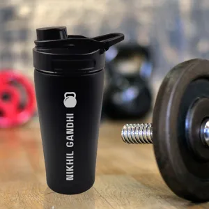 Personalised Gym Shaker Bottle for Protein Shakes Stainless Steel Mixer with Whisk Ball