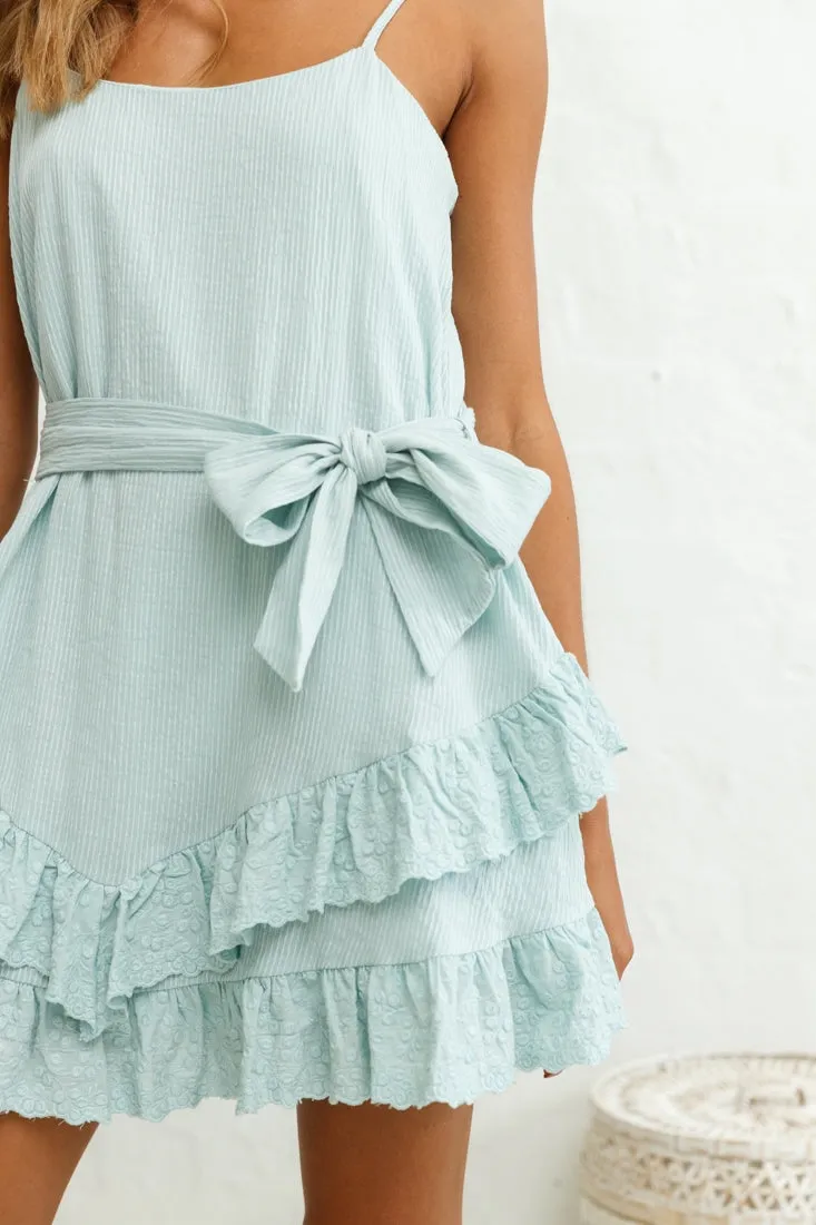 Petrie Ruffle Detail Waist Tie Dress Sage