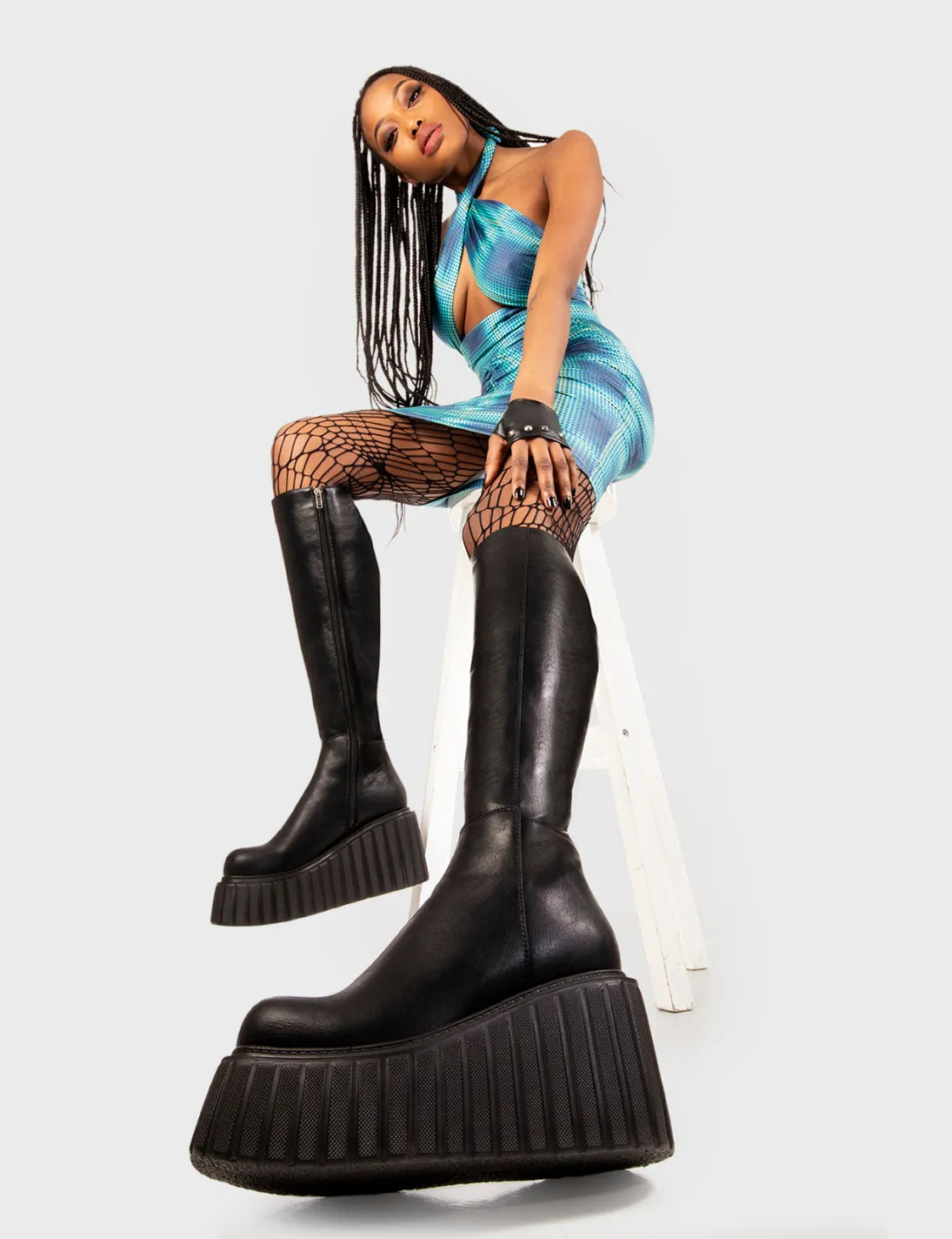 Pillow Talk Chunky Creeper Platform Knee High Boots