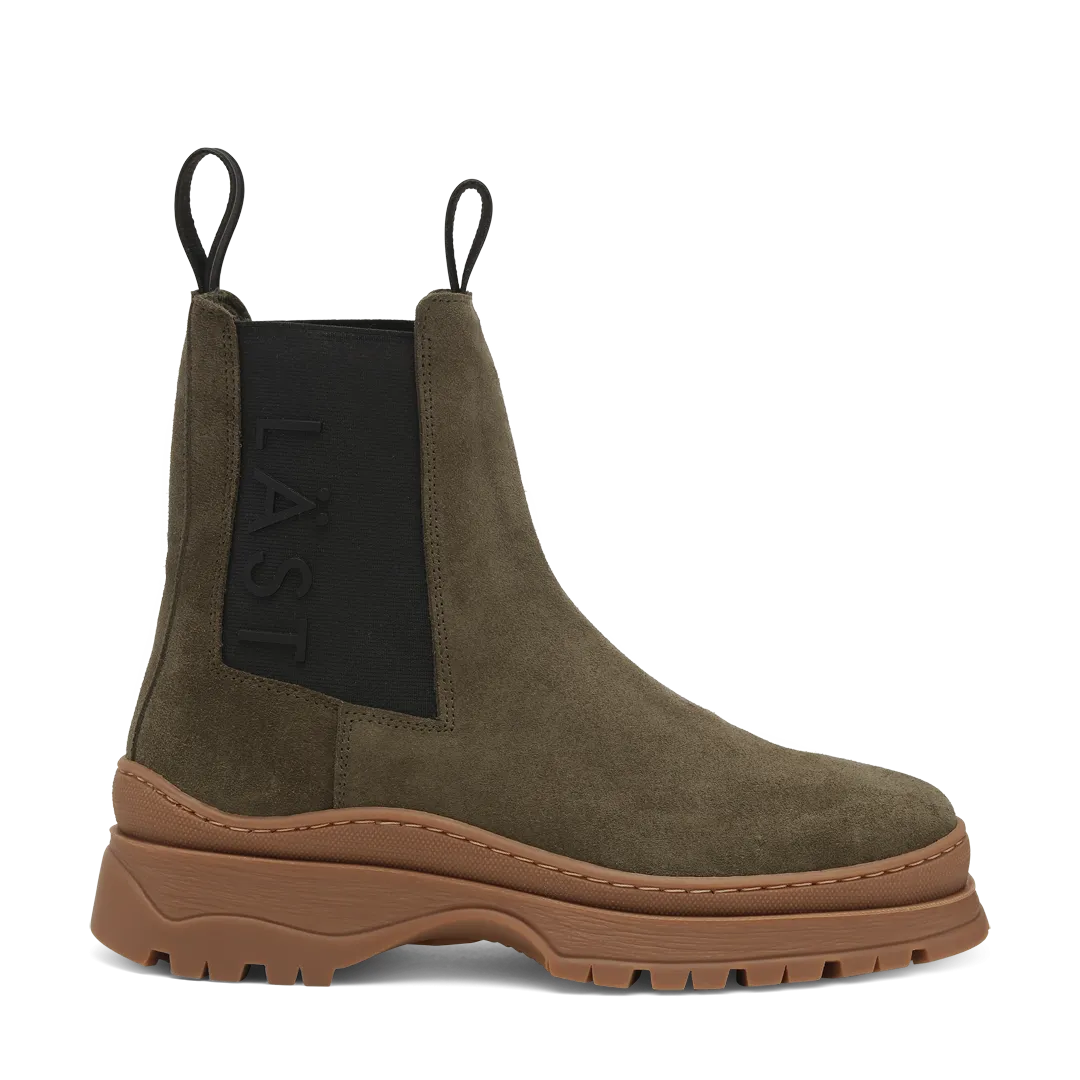 Powder Chelsea Suede Olive Boots