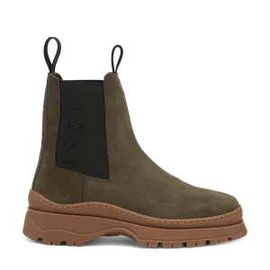 Powder Chelsea Suede Olive Boots