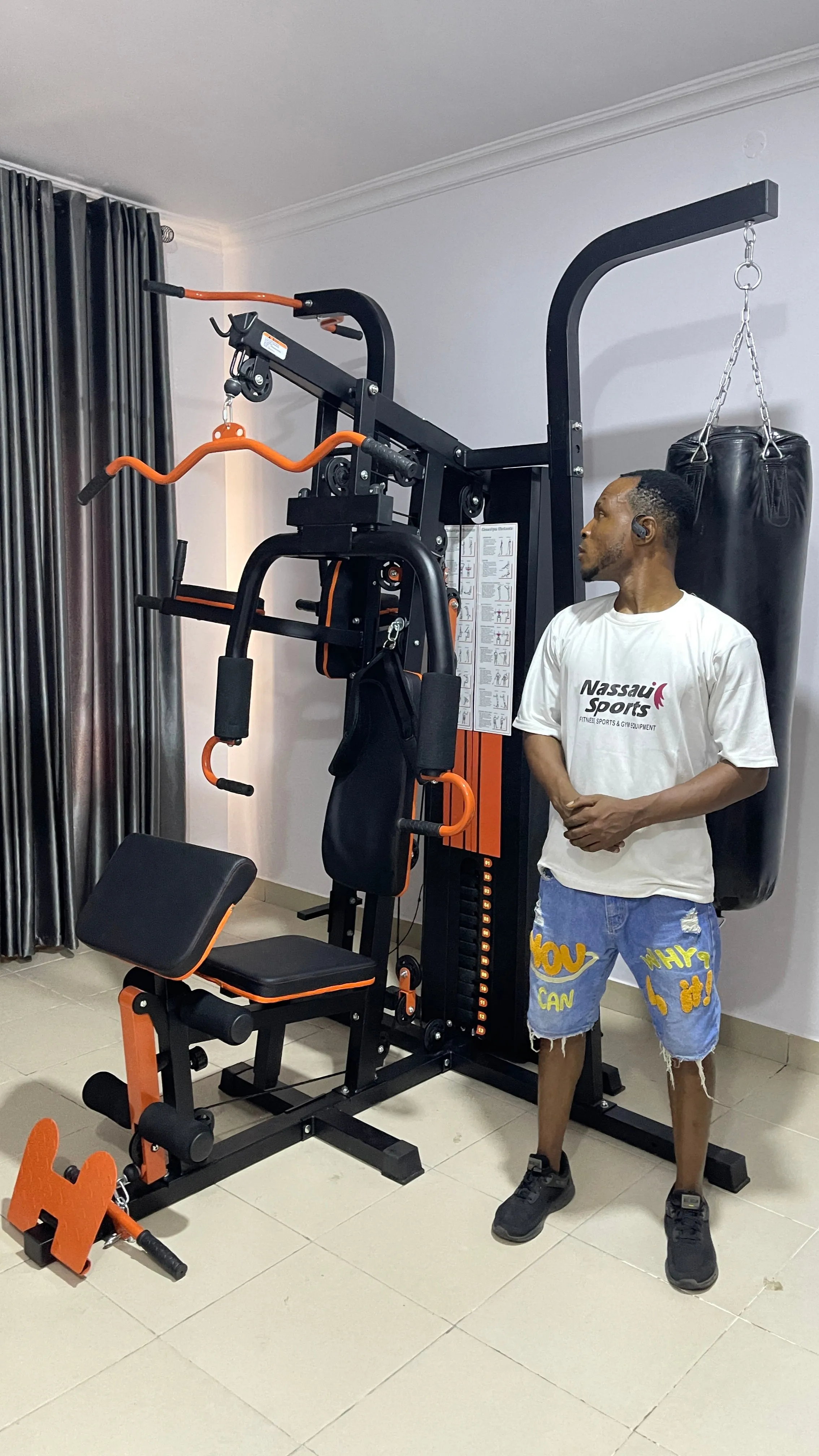 Pro Three Station Multi-Gym with Punching Bag