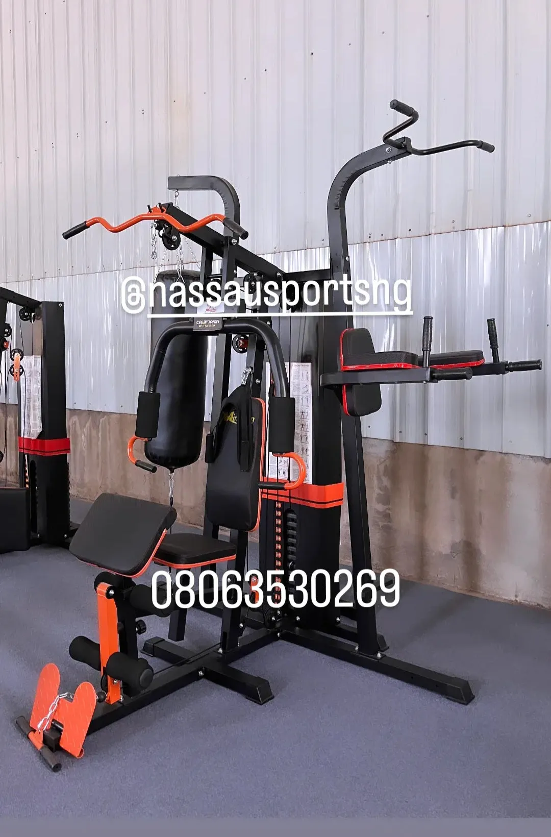 Pro Three Station Multi-Gym with Punching Bag