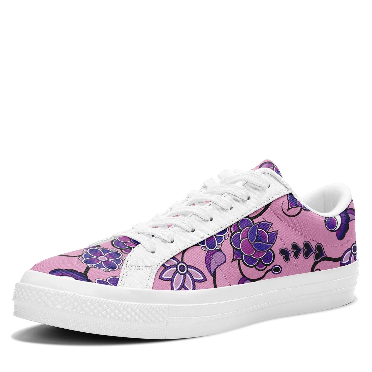 Purple Floral Amour Aapisi Low Top Canvas Shoes White Sole