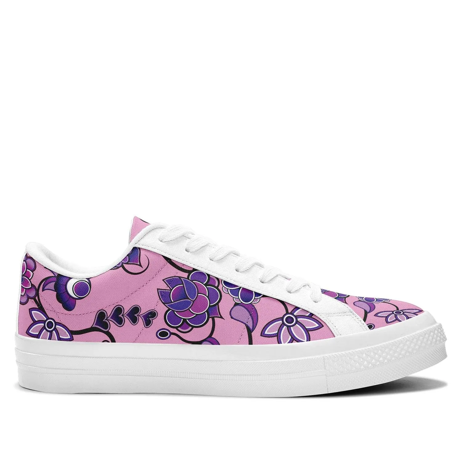 Purple Floral Amour Aapisi Low Top Canvas Shoes White Sole