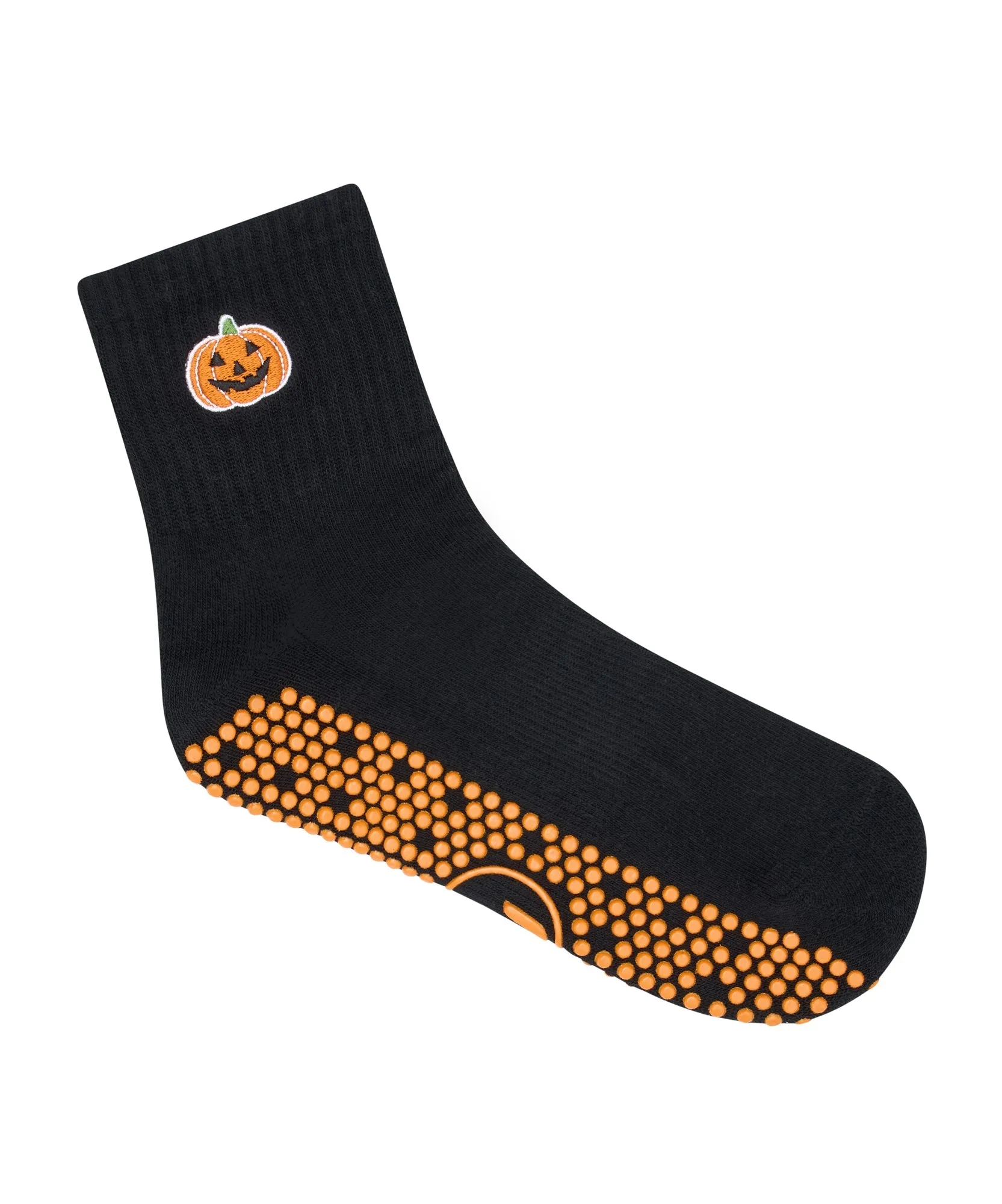 Quarter Crew Non Slip Grip Socks - Pumpkin