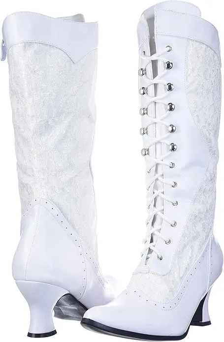 Rebecca-253 Lacey Patent Victorian Knee Boots