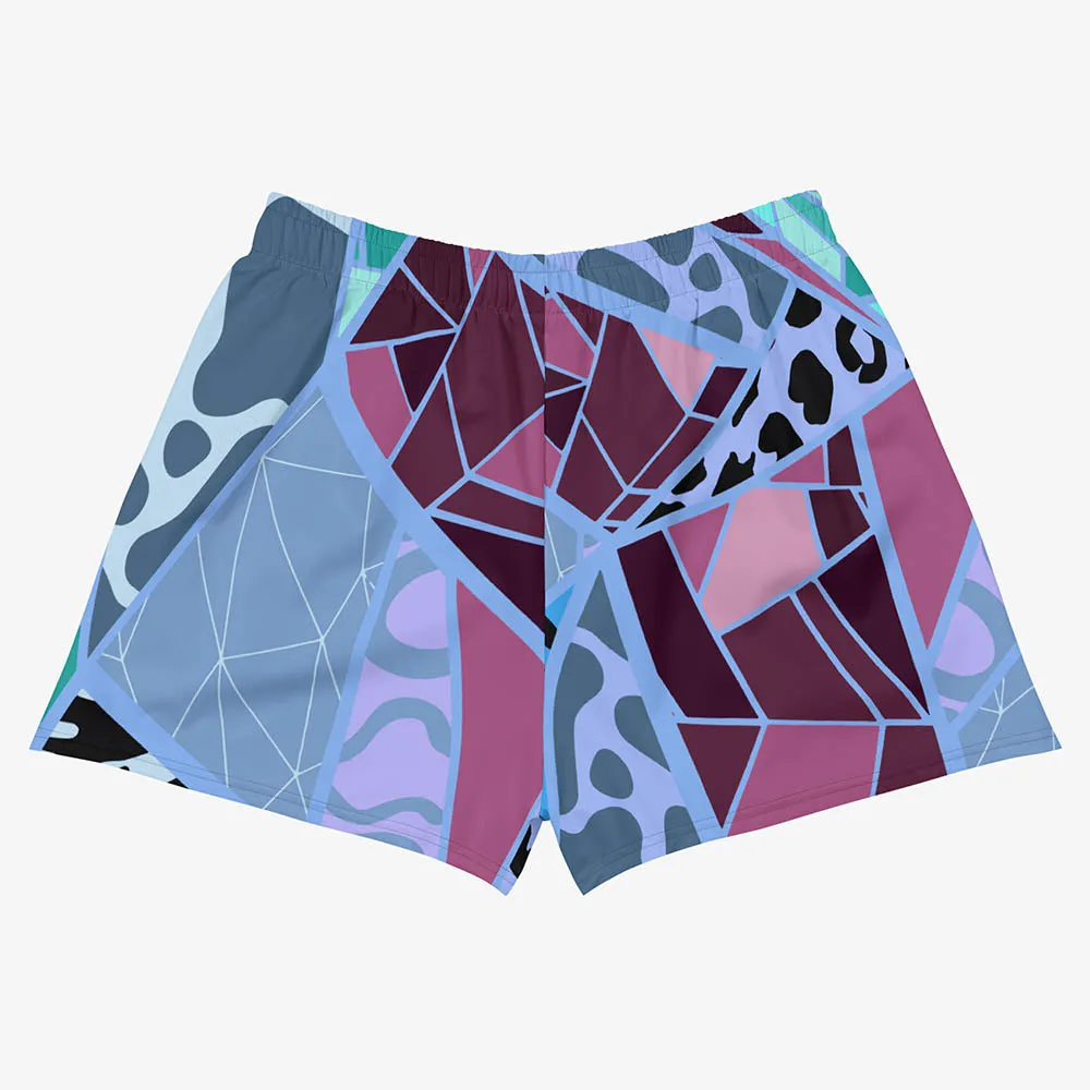 Recycled Breathy Shorts "Mosaic" Blue/Plum