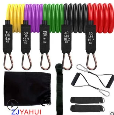 Resistance Bands Set Exercise Bands with Door Anchor Legs Ankle Straps for Resistance Training Physical Therapy Home Workouts