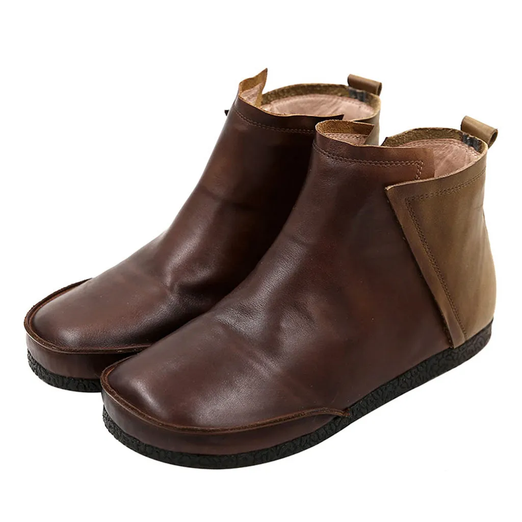 Retro Leather Comfortable Short Women's Boots | Gift Shoes