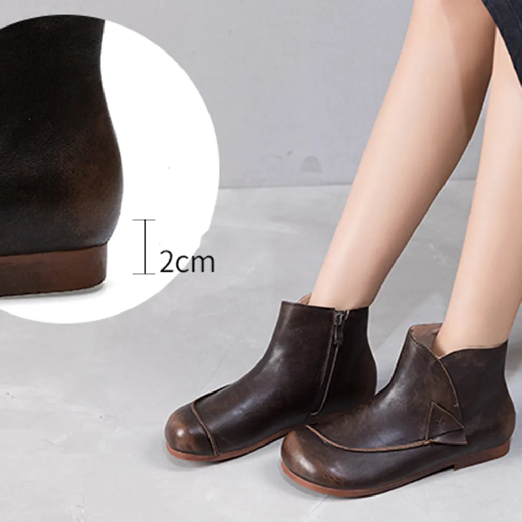 Retro Leather Handmade Comfortable Ankle Boots | Gift Shoes