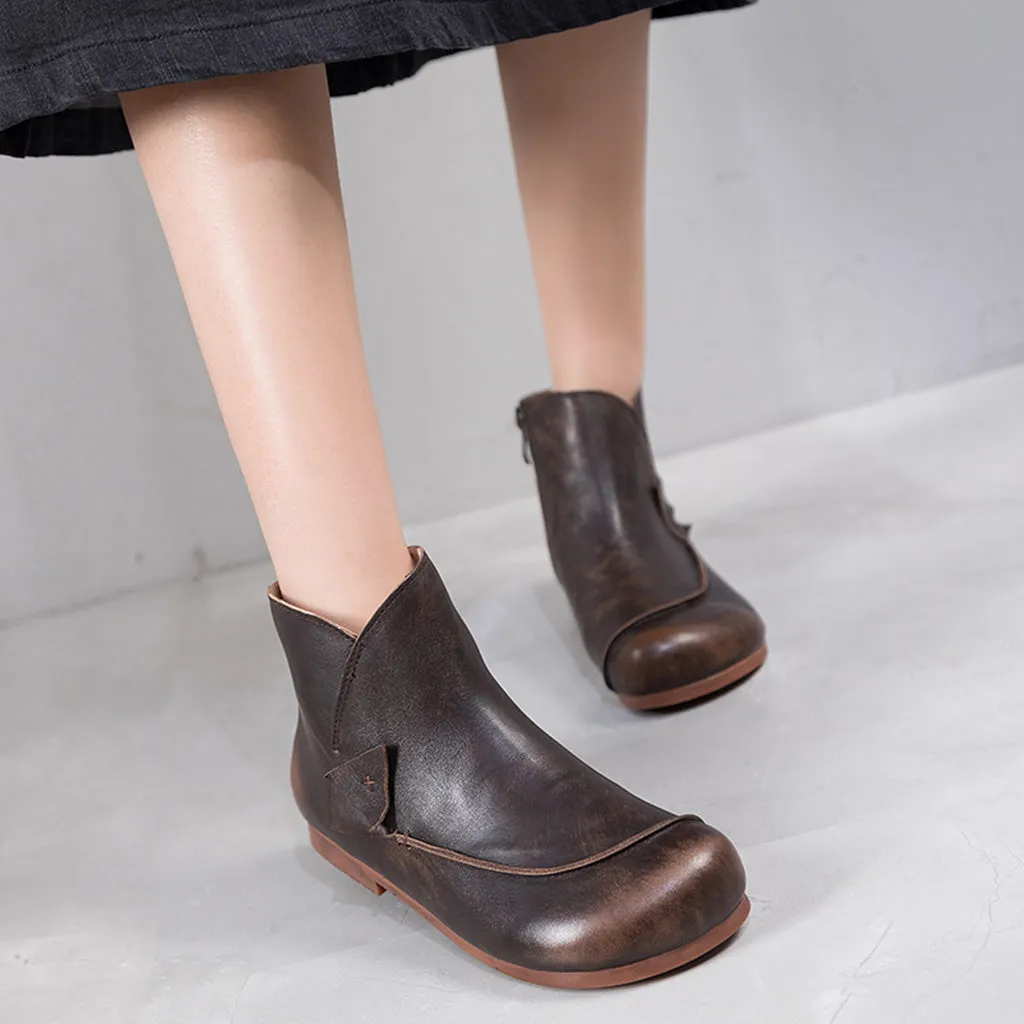 Retro Leather Handmade Comfortable Ankle Boots | Gift Shoes