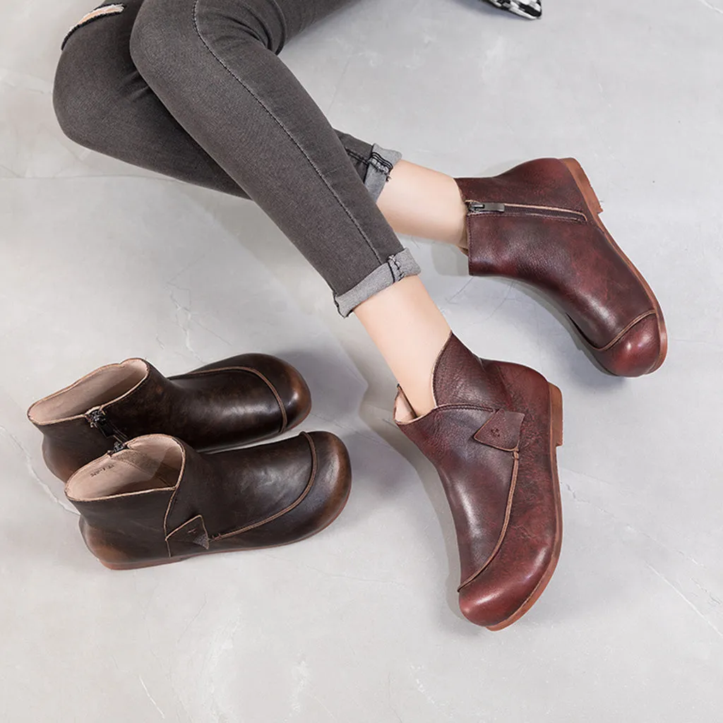 Retro Leather Handmade Comfortable Ankle Boots | Gift Shoes