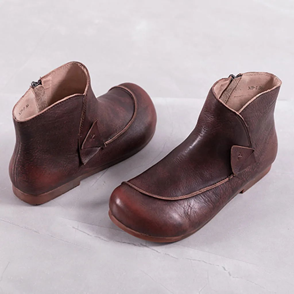 Retro Leather Handmade Comfortable Ankle Boots | Gift Shoes