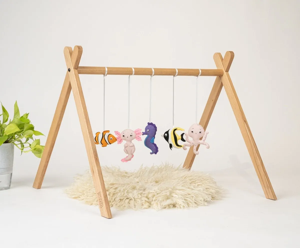 Rocking Potato Baby Activity Play Gym With Felt Ocean Theme Toy Hangings