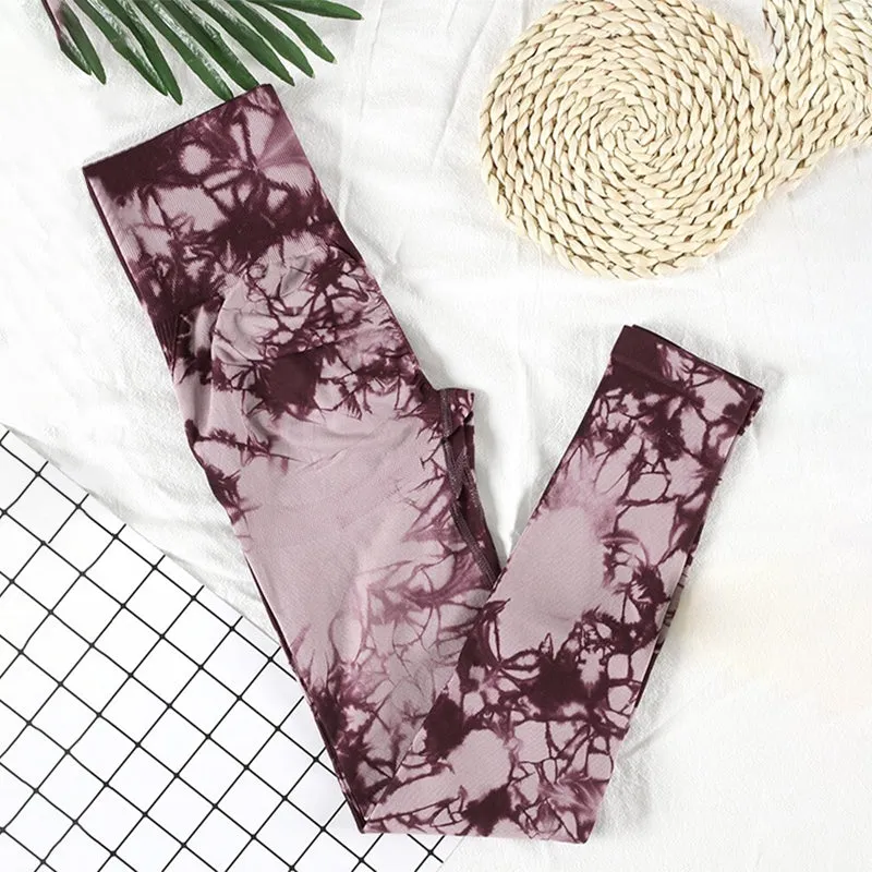 Seamless High Waist Tie Dye Print Activewear Leggings