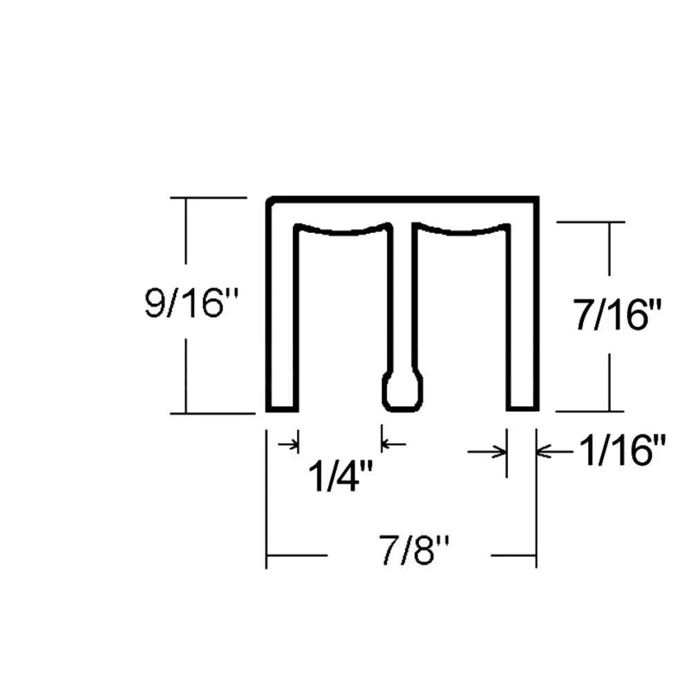 Showcase Upper Track for Sliding Glass or Wood Door Panels - For 1/4" Thick Material - White