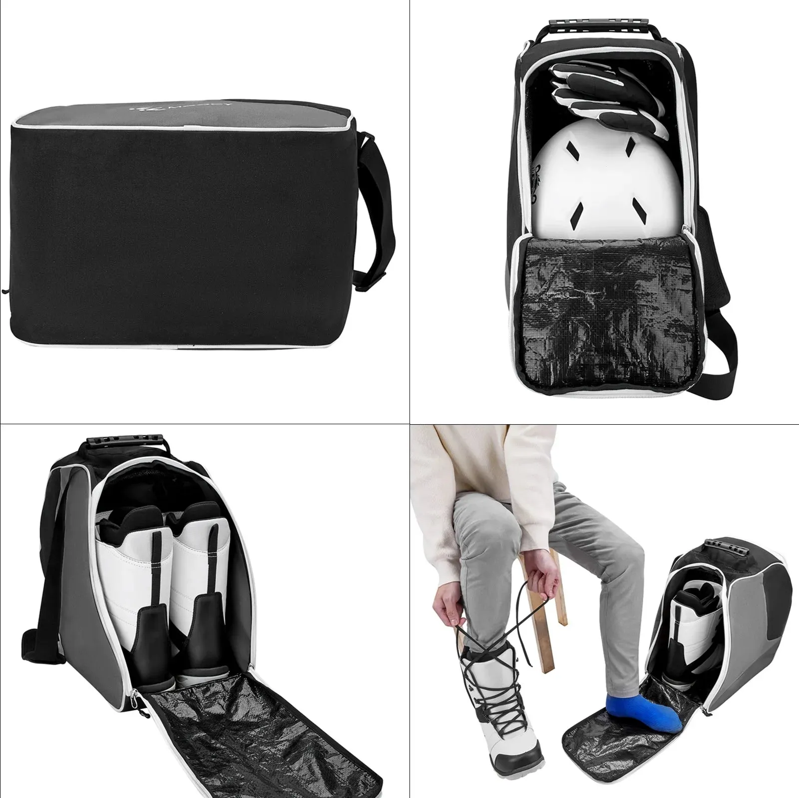 Ski Boots Bag Snowboard Boots Bag Waterproof Travel Bag with Adjustable Strap for Ski Helmets Ski Boot Gloves