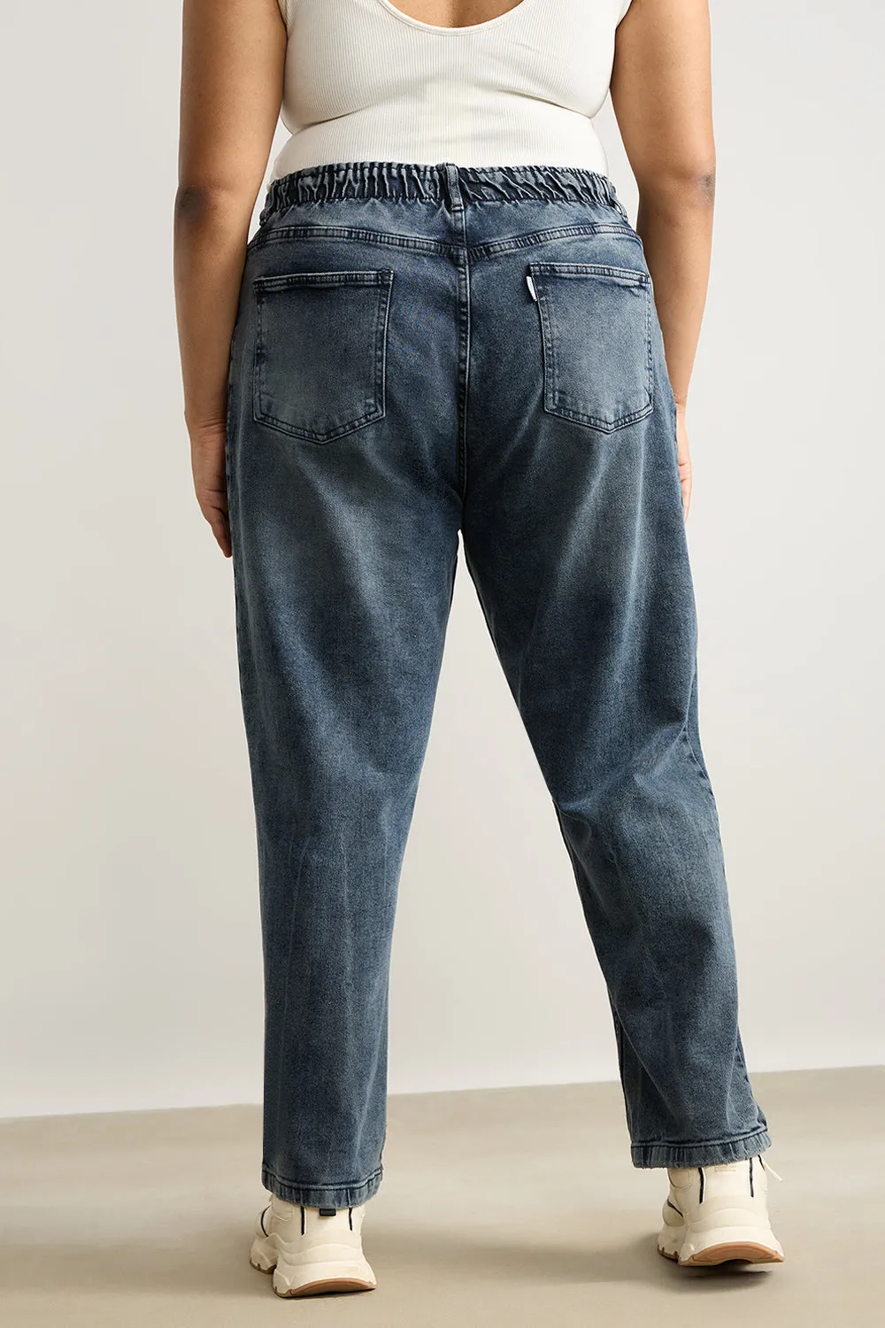 Slate Stretch Curve Mom Jeans