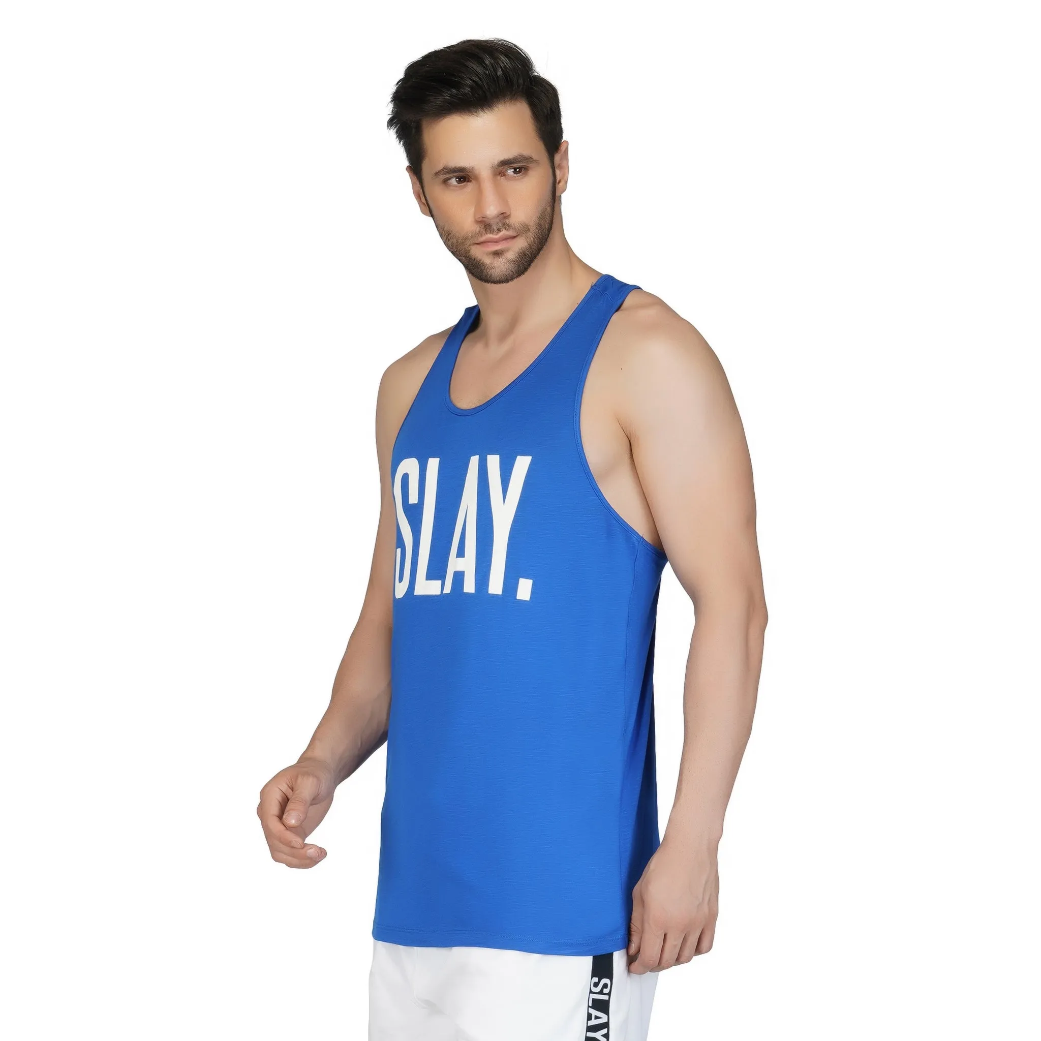 SLAY. Men's Blue Gym Vest