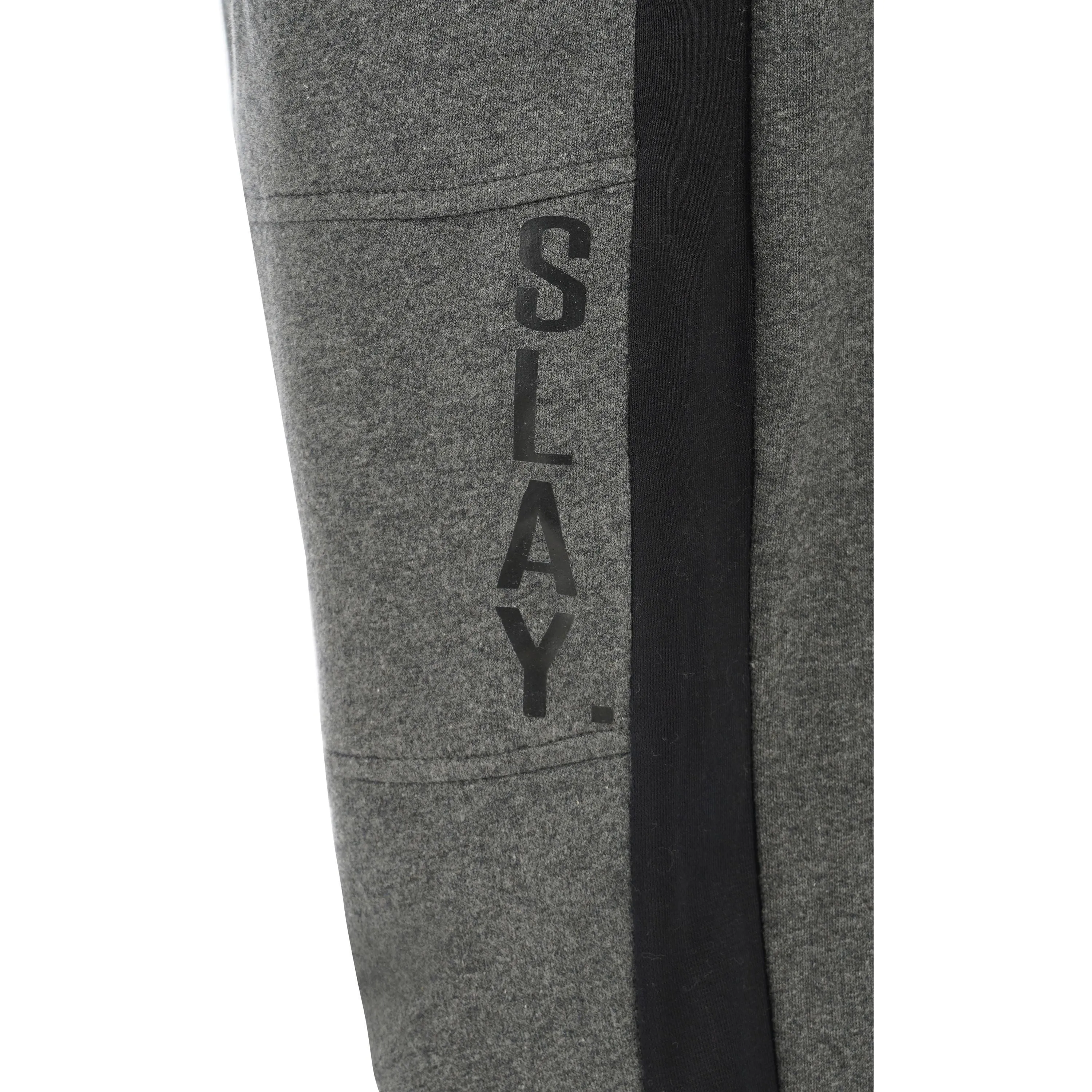 SLAY. Men's Dark Grey Joggers with Black side stripe