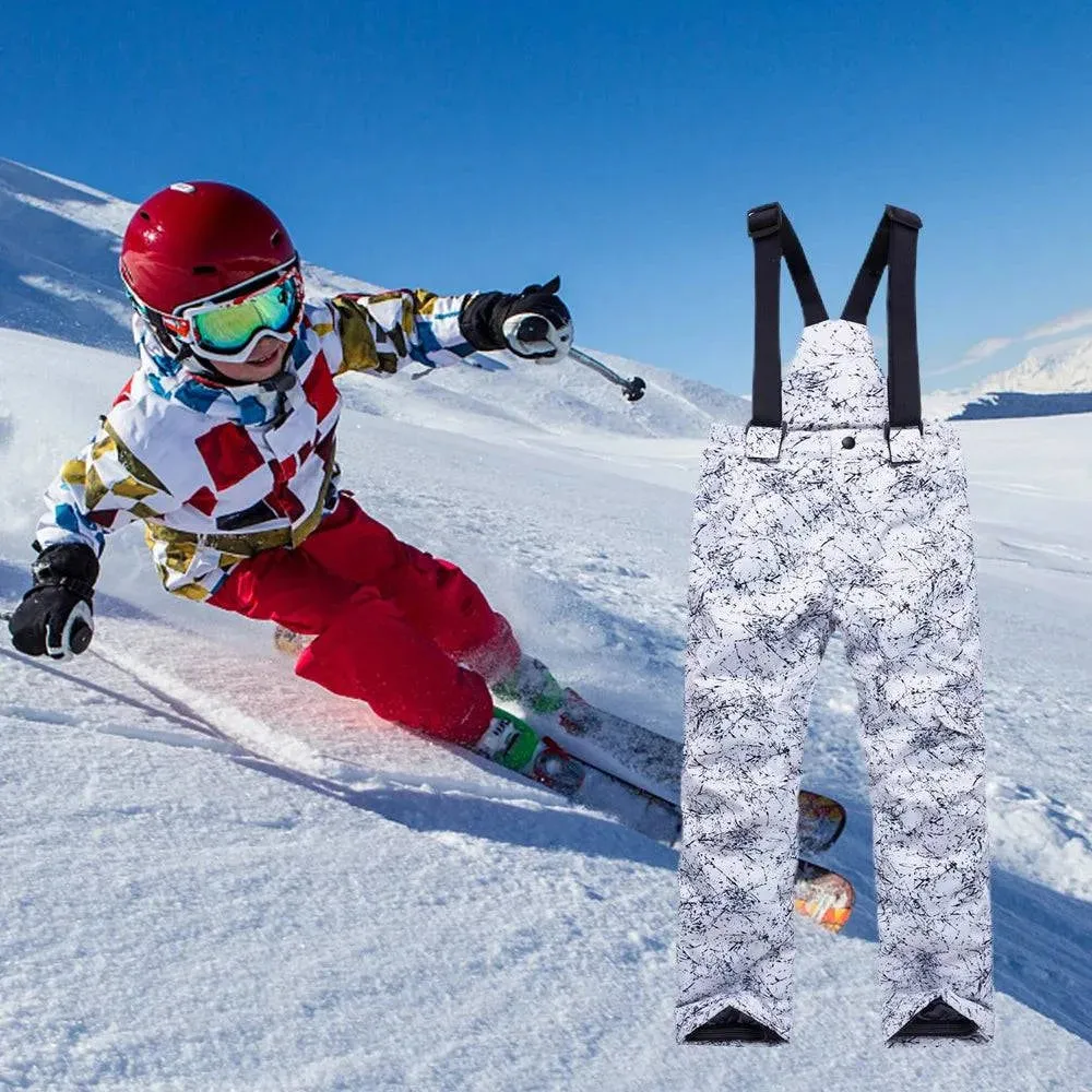 Snow Pants Kids Waterproof Warm Ski Pants with Adjustable Suspenders Windproof Ski Pants For Boys / Girls