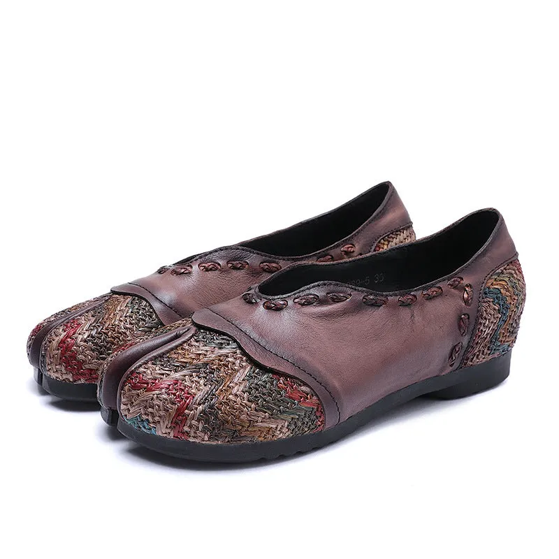 Spring Leather Handmade Clip Toe Women's Flats