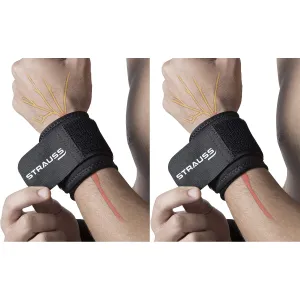 STRAUSS Wrist Support, Single (Free Size, Black), (Pack of 2)